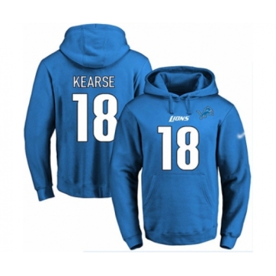 Football Men's Detroit Lions #18 Jermaine Kearse Blue Name & Number Pullover Hoodie - Ujersey