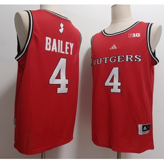 Men's Rutgers Scarlet Knights #4 Ace Bailey Red Stitched Basketball Jersey