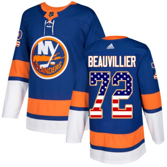 Youth Adidas New York Islanders #72 Anthony Beauvillier Authentic Royal Blue USA Flag Fashion NHL Jersey - Ujersey