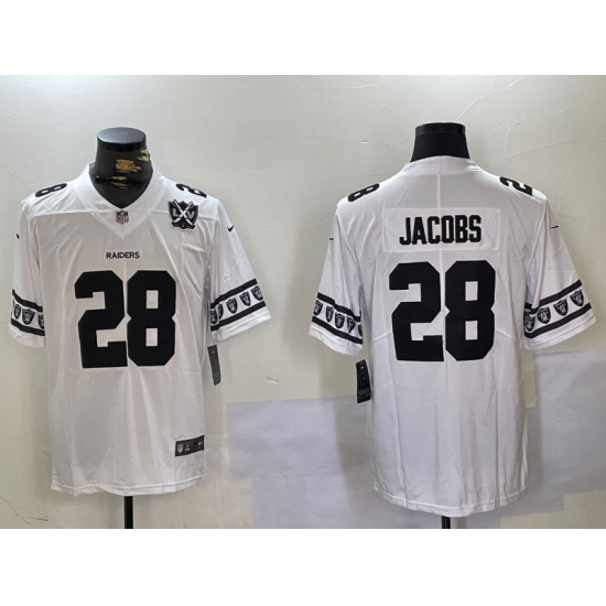 Men's Las Vegas Raiders #28 Josh Jacobs White Limited Stitched Jersey - Ujersey