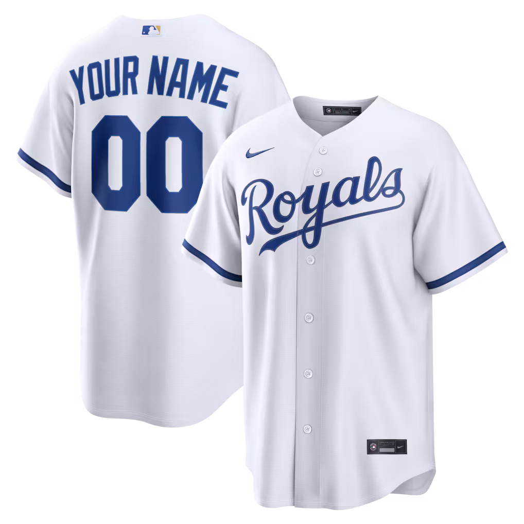 Men's Kansas City Royals Nike White Home Replica Custom Jersey