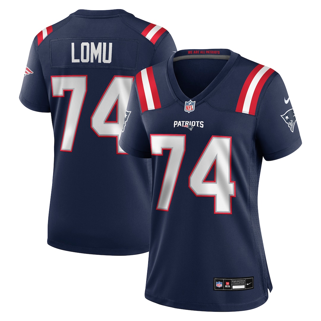 Women's New England Patriots Caleb Lomu Nike Navy Team Game Jersey - Ujersey
