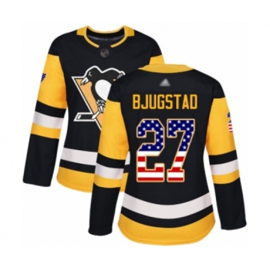 Women's Pittsburgh Penguins #27 Nick Bjugstad Authentic Black USA Flag Fashion Hockey Jersey - Ujersey