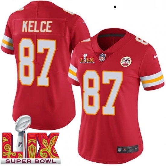 Women Kansas City Chiefs Travis Kelce #87 Red 2024 2025 Super Bowl LIX F U S E Stitched Jersey - Ujersey