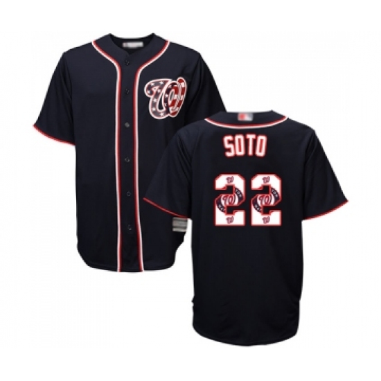 Men's Washington Nationals #22 Juan Soto Authentic Navy Blue Team Logo Fashion Cool Base Baseball Jersey - Ujersey