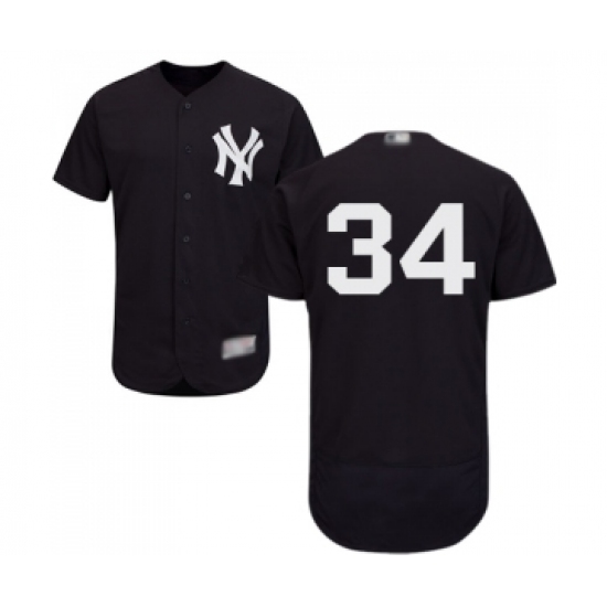 Men's New York Yankees #34 J.A. Happ Navy Blue Alternate Flex Base Authentic Collection Baseball Jersey - Ujersey