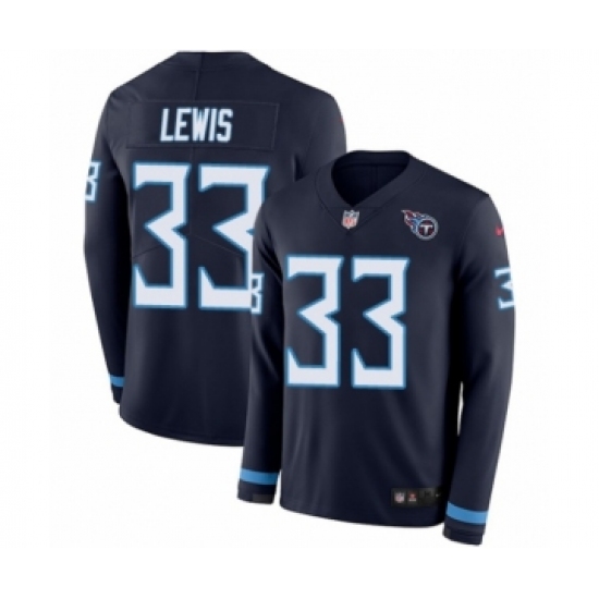 Men's Nike Tennessee Titans #33 Dion Lewis Limited Navy Blue Therma Long Sleeve NFL Jersey - Ujersey
