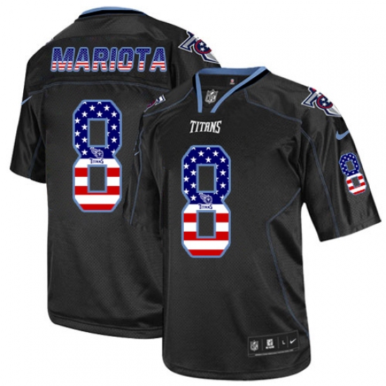 Men's Nike Tennessee Titans #8 Marcus Mariota Elite Black USA Flag Fashion NFL Jersey - Ujersey