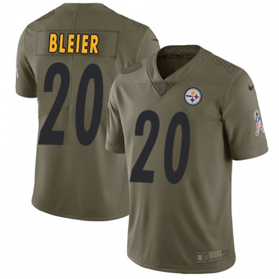 Youth Nike Pittsburgh Steelers #20 Rocky Bleier Limited Olive 2017 Salute to Service NFL Jersey - Ujersey