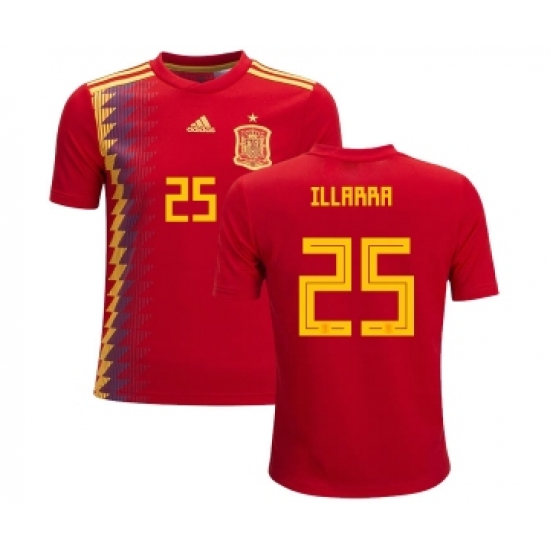 Spain #25 Illarra Red Home Kid Soccer Country Jersey