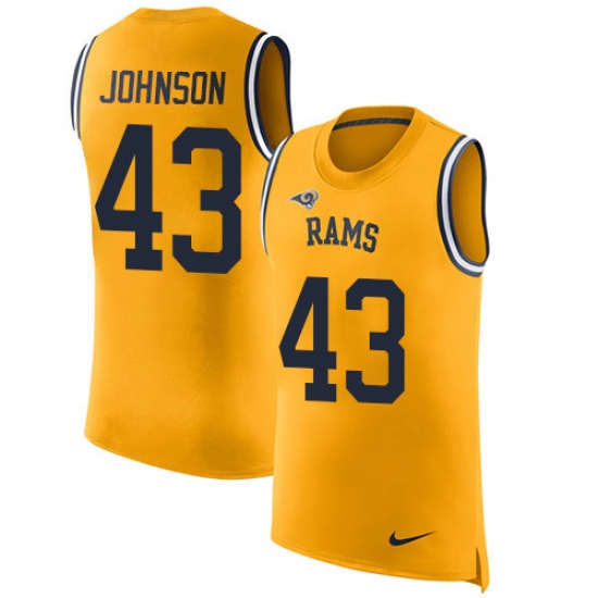 Men's Nike Los Angeles Rams #43 John Johnson Limited Gold Rush Player Name & Number Tank Top NFL Jersey - Ujersey