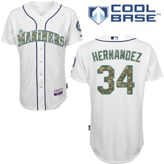 Men's Majestic Seattle Mariners #34 Felix Hernandez Replica White USMC Cool Base MLB Jersey - Ujersey