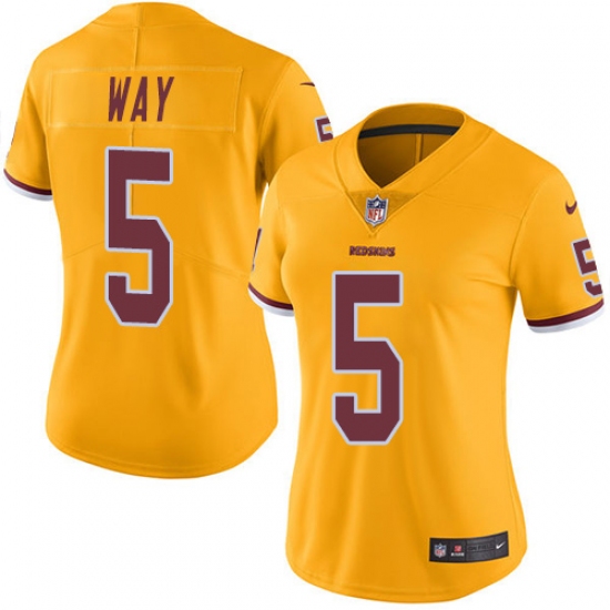 Women's Nike Washington Redskins #5 Tress Way Limited Gold Rush Vapor Untouchable NFL Jersey
