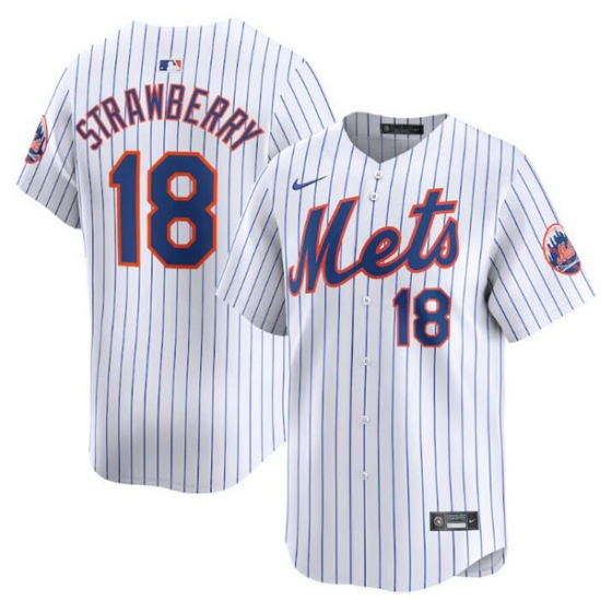 Men's New York Mets #18 Darryl Strawberry White 2024 Home Limited Stitched Baseball Jersey - Ujersey