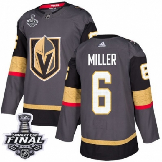 Youth Adidas Vegas Golden Knights #6 Colin Miller Authentic Gray Home 2018 Stanley Cup Final NHL Jersey - Ujersey