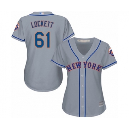 Women's New York Mets #61 Walker Lockett Authentic Grey Road Cool Base Baseball Player Jersey - Ujersey