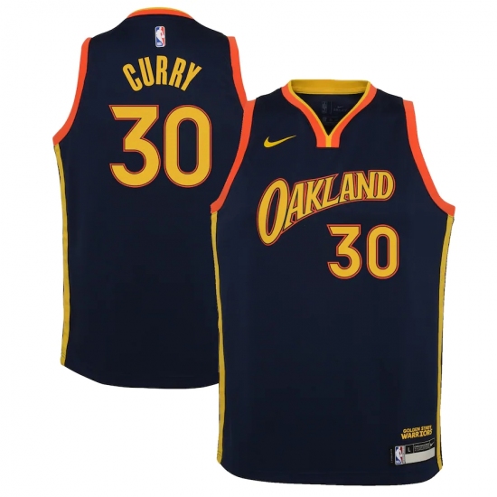 Youth Golden State Warriors #30 Stephen Curry Nike Navy 2020-21 Swingman Jersey - Ujersey