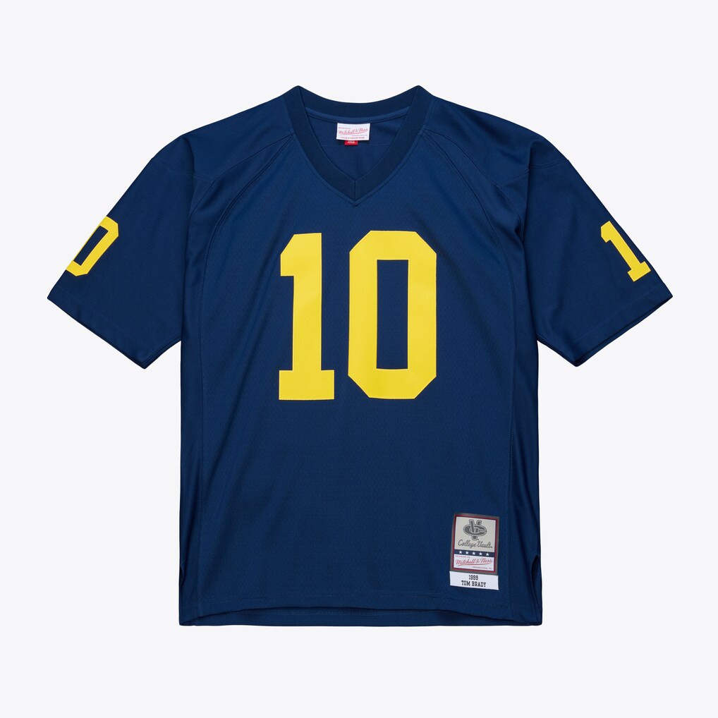 Men's Mitchell & Ness Tom Brady Navy Michigan Wolverines 1999 College Vault Jersey - ujerseystore