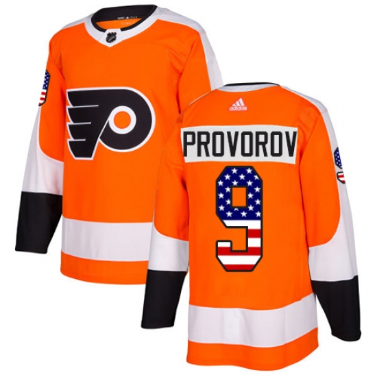 Men's Adidas Philadelphia Flyers #9 Ivan Provorov Authentic Orange USA Flag Fashion NHL Jersey - Ujersey