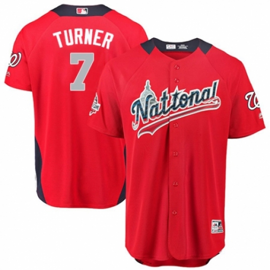 Youth Majestic Washington Nationals #7 Trea Turner Game Red National League 2018 MLB All-Star MLB Jersey - Ujersey