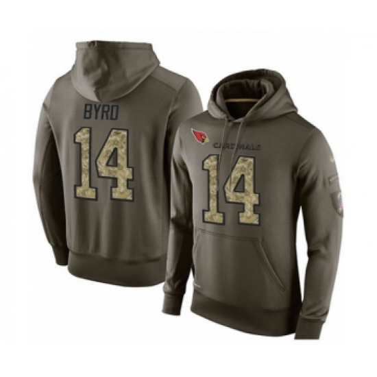 Football Arizona Cardinals #14 Damiere Byrd Green Salute To Service Men's Pullover Hoodie