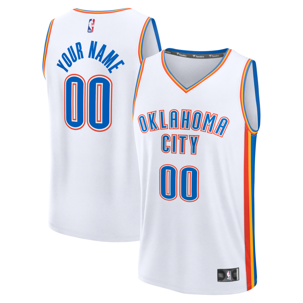 Youth Oklahoma City Thunder Fanatics White Fast Break Custom Jersey - Association Edition - Ujersey NHL