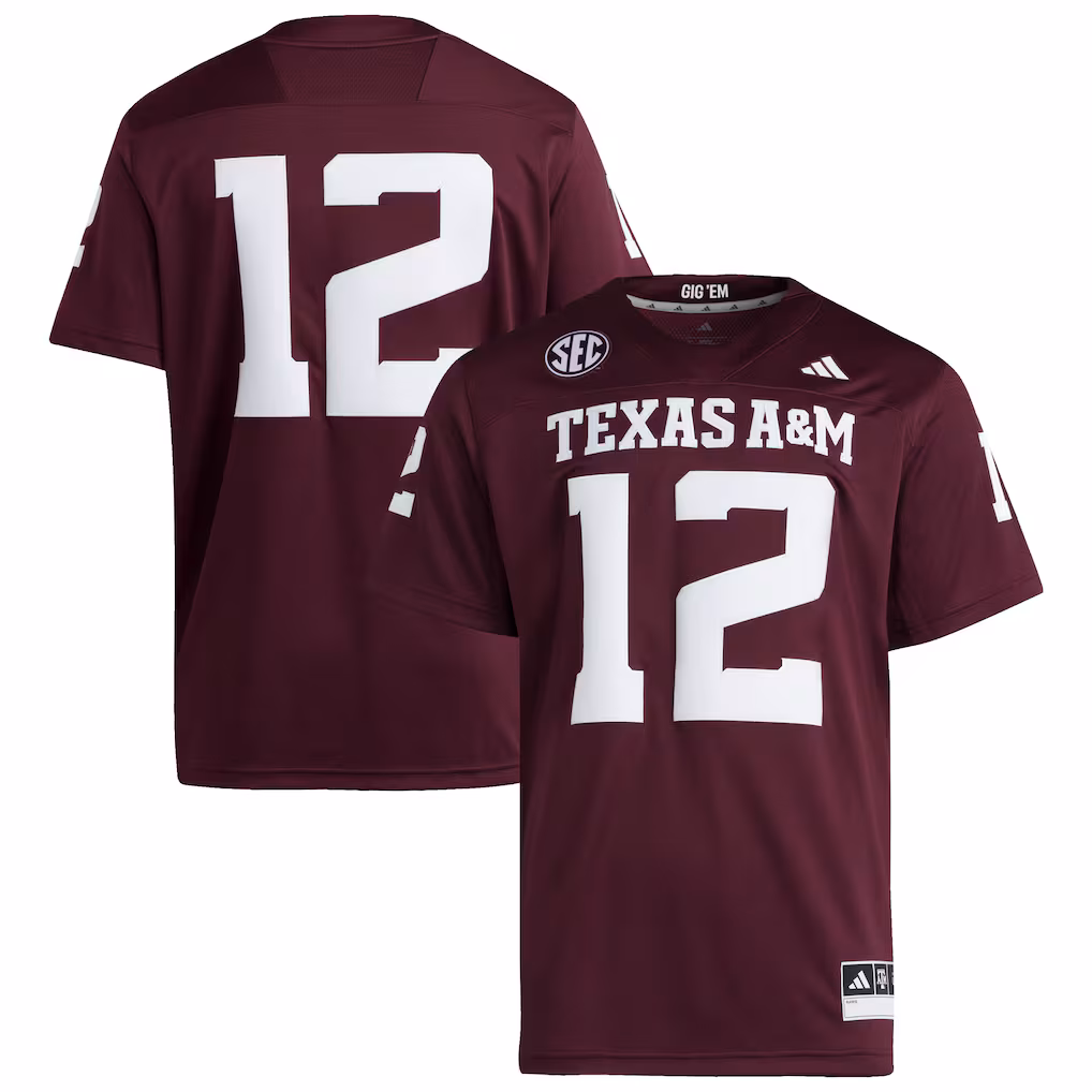Men's adidas #12 Maroon Texas A&M Aggies Premier Jersey - Ujersey NHL