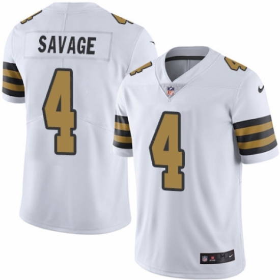 Youth Nike New Orleans Saints #4 Tom Savage Limited White Rush Vapor Untouchable NFL Jersey - Ujersey