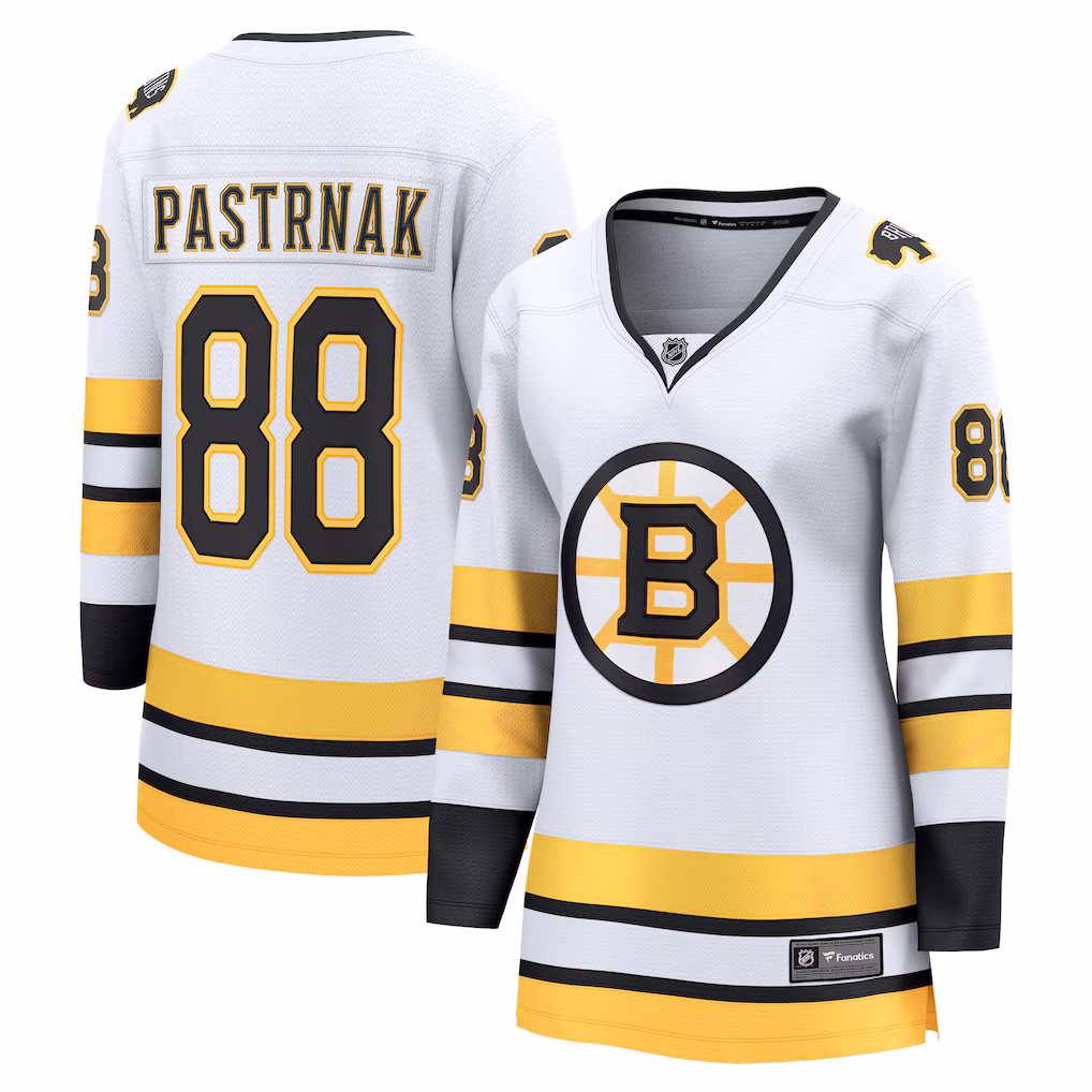 Women's Boston Bruins David Pastrnak Fanatics White Away Breakaway Player Jersey - ujerseystore