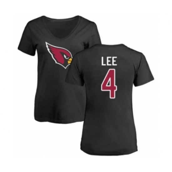 Football Women's Arizona Cardinals #4 Andy Lee Black Name & Number Logo T-Shirt - Ujersey