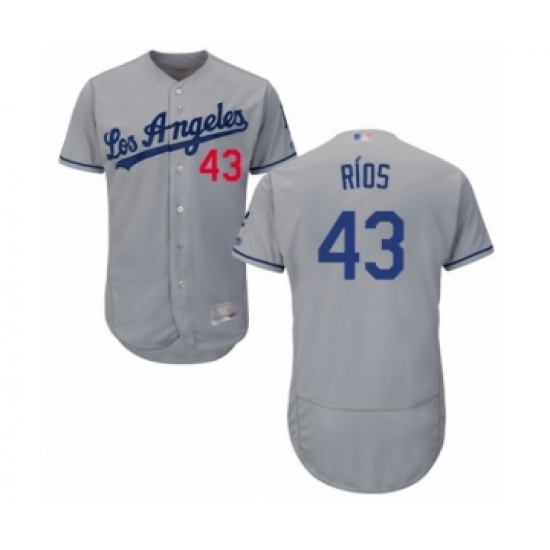 Men's Los Angeles Dodgers #43 Edwin Rios Grey Road Flex Base Authentic Collection Baseball Player Jersey - Ujersey
