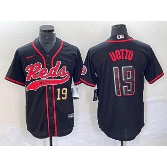 Men's Cincinnati Reds #19 Joey Votto Number Black 2023 City Connect Cool Base Stitched Jerseys - Ujersey