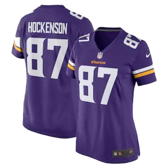 Women's Minnesota Vikings #87 T.J. Hockenson Nike Purple Limited Jersey - Ujersey