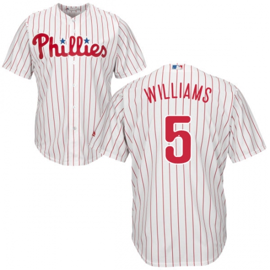 Youth Majestic Philadelphia Phillies #5 Nick Williams Authentic White/Red Strip Home Cool Base MLB Jersey - Ujersey