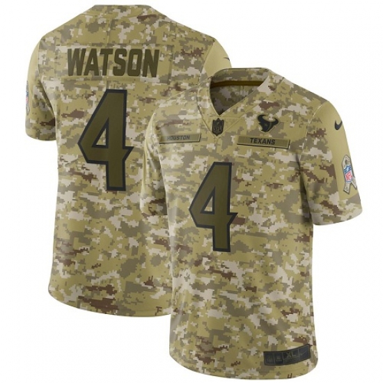 Youth Nike Houston Texans #4 Deshaun Watson Limited Camo 2018 Salute to Service NFL Jersey - Ujersey