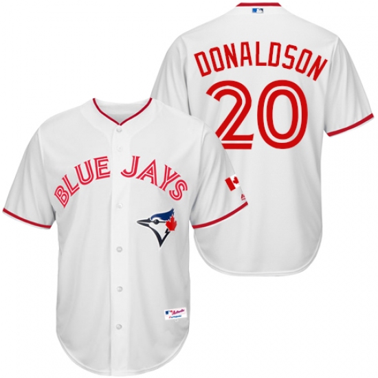 Men's Majestic Toronto Blue Jays #20 Josh Donaldson Authentic White 2015 Canada Day MLB Jersey - Ujersey