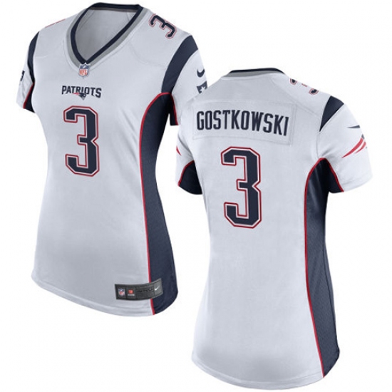 Women's Nike New England Patriots #3 Stephen Gostkowski Game White NFL Jersey - Ujersey