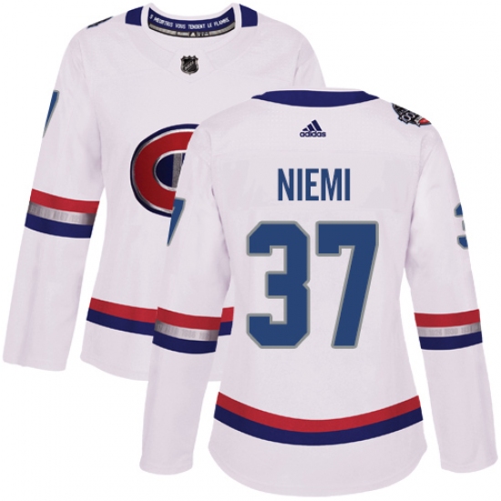 Women's Adidas Montreal Canadiens #37 Antti Niemi Authentic White 2017 100 Classic NHL Jersey - Ujersey