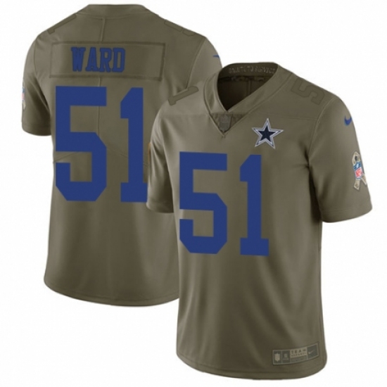 Men's Nike Dallas Cowboys #51 Jihad Ward Limited Olive 2017 Salute to Service NFL Jersey - Ujersey