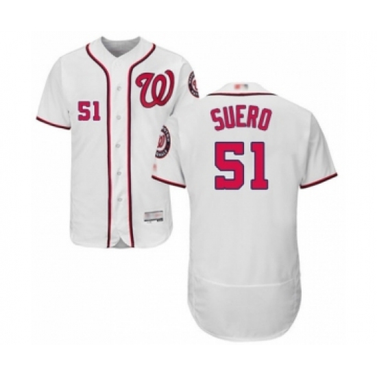 Men's Washington Nationals #51 Wander Suero White Home Flex Base Authentic Collection Baseball Player Jersey