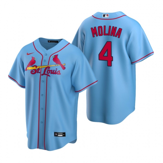 Men's Nike St. Louis Cardinals #4 Yadier Molina Light Blue Alternate Stitched Baseball Jersey - Ujersey