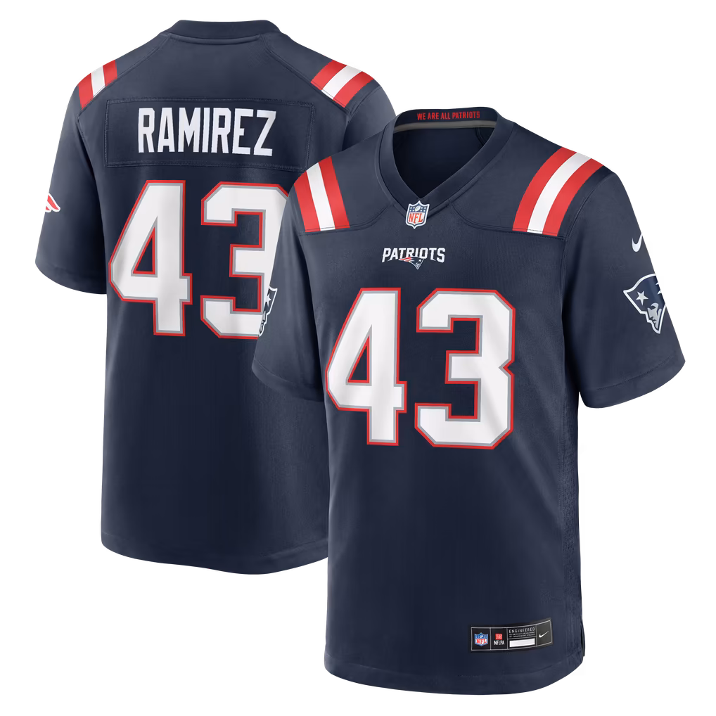 Men's New England Patriots Jose Ramirez Nike Navy Team Game Jersey
