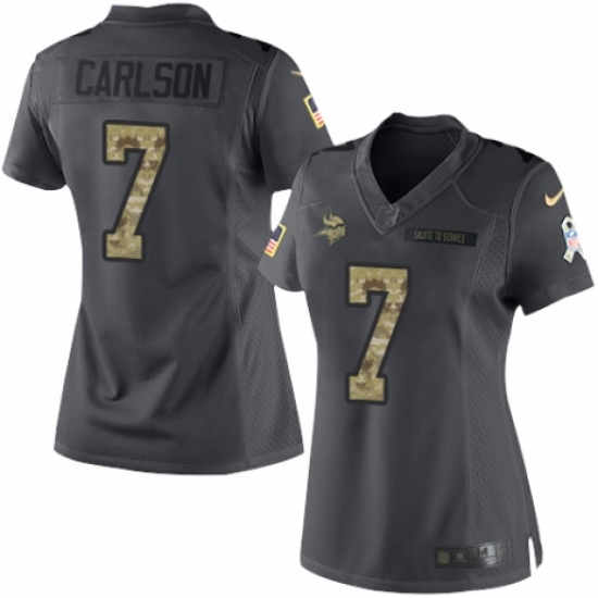 Women's Nike Minnesota Vikings #7 Daniel Carlson Limited Black 2016 Salute to Service NFL Jersey - Ujersey