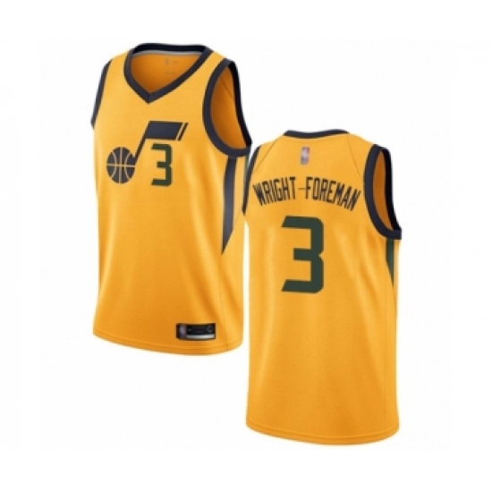 Youth Utah Jazz #3 Justin Wright-Foreman Swingman Gold Basketball Jersey Statement Edition - Ujersey
