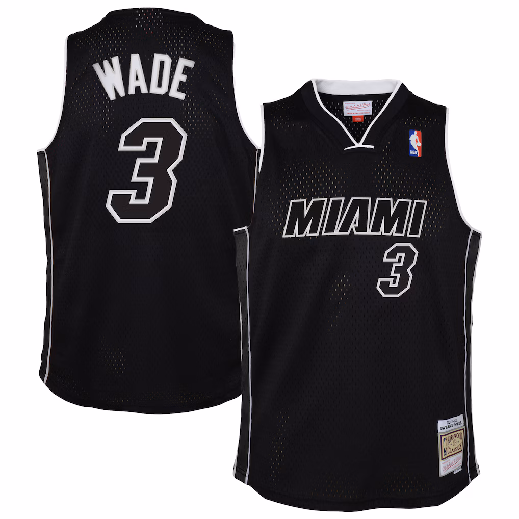 Youth Miami Heat Dwyane Wade Mitchell & Ness Black 2011/12 Hardwood Classics Swingman Alternate Jersey