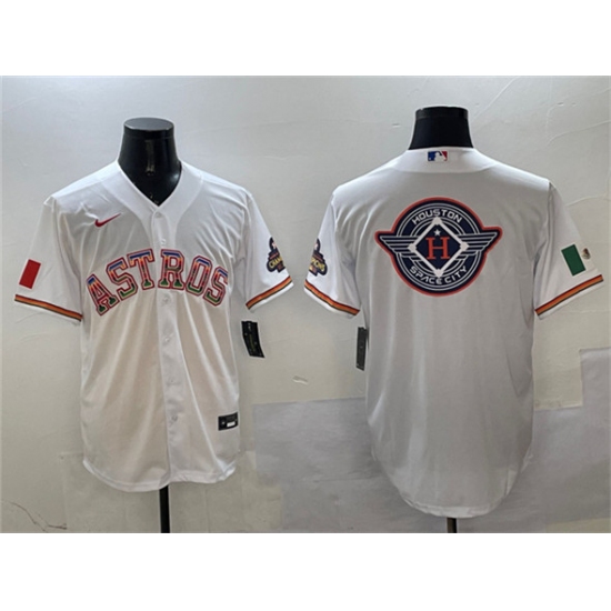 Men's Houston Astros Team Big Logo White Mexico Cool Base Stitched Baseball Jersey - Ujersey