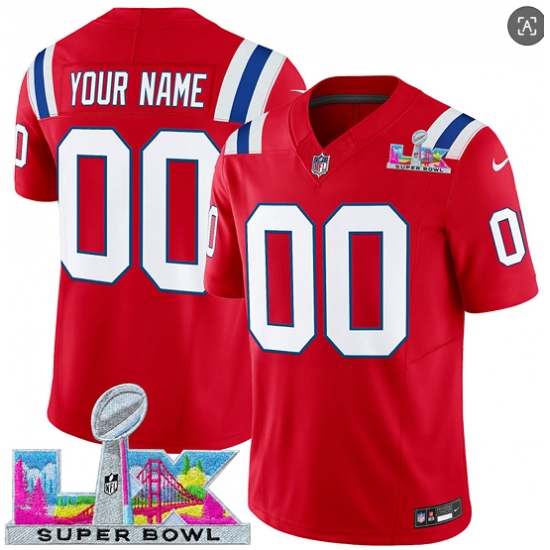 Men's New England Patriots Active Player Custom Red 2025 F.U.S.E. Super Bowl LX Patch Vapor Limited Football Stitched Jersey - Ujersey