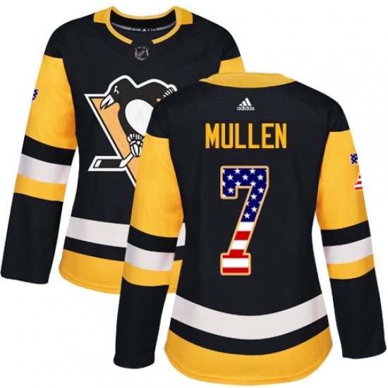 Women's Adidas Pittsburgh Penguins #7 Joe Mullen Authentic Black USA Flag Fashion NHL Jersey - Ujersey