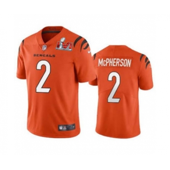Men's Cincinnati Bengals #2 Evan McPherson 2022 Orange Super Bowl LVI Vapor Limited Stitched Jersey