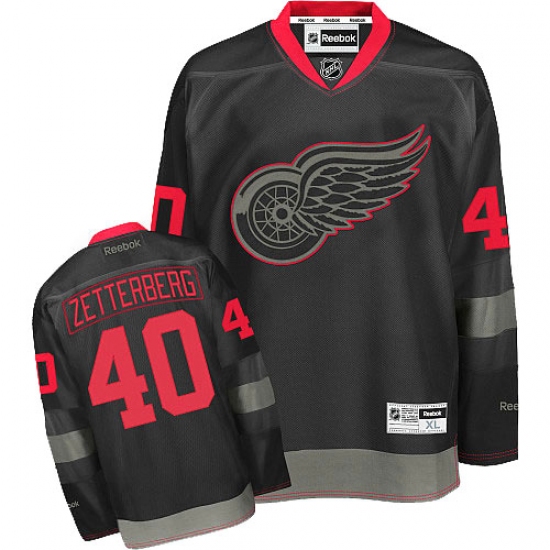 Men's Reebok Detroit Red Wings #40 Henrik Zetterberg Premier Black Ice NHL Jersey - Ujersey